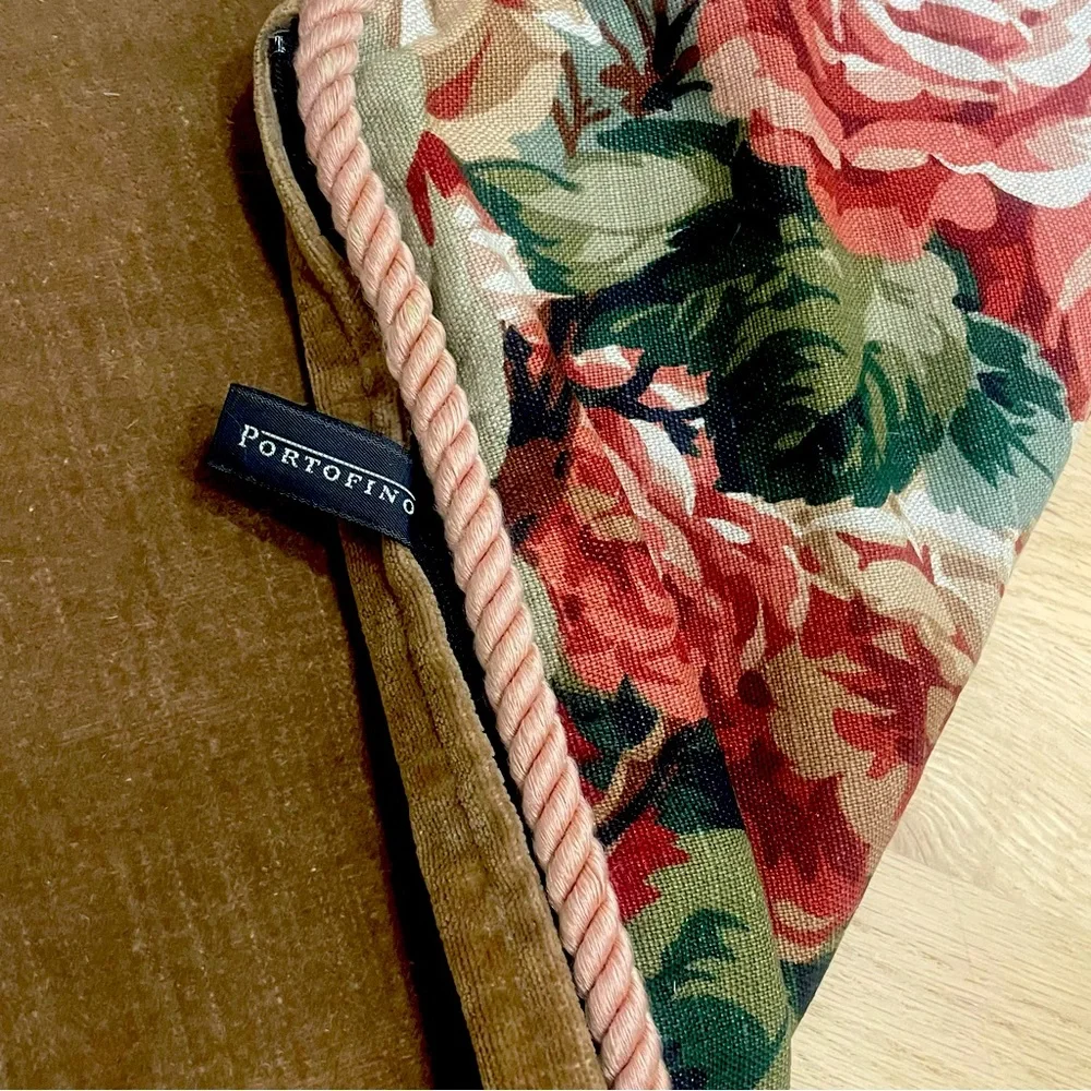 Vintage Pirtofino Linen Velvet Floral Pillow Cover 20”